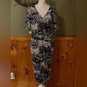 White House Black Market Shirred Mesh MIDI-Dress size Large